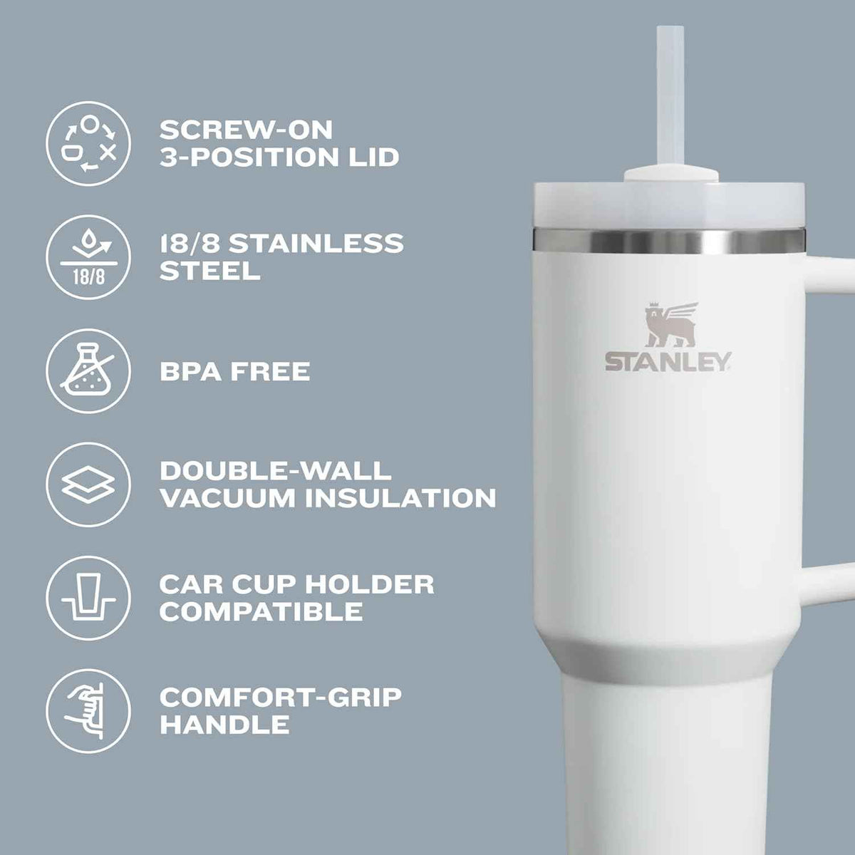 STANLEY Quencher H2.0 Tumbler with Handle and Straw 40 oz | Flowstate 3-Position Lid | Cup Holder Compatible for Travel | Insulated Stainless Steel Cup | BPA-Free | Goldenrod Coral 🍁 All In One Marketplace Canada