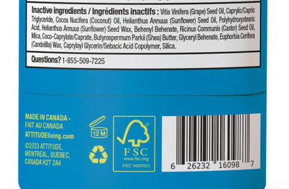 ATTITUDE Mineral Sunscreen Stick for Kids, SPF 30, Made in Canada, EWG Verified,Plastic-Free, Broad Spectrum UVA/UVB Protection with Zinc Oxide, Dermatologically Tested, Vegan, Unscented, 60 grams 🍁 All In One Marketplace Canada