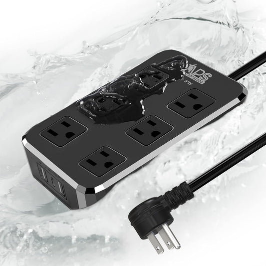 Outdoor Power Strip Weatherproof, Waterproof Surge Protector with 6 Wide Outlet with 3 USB Ports, 6FT Long Extension Cord,1875W Overload Protection，Outlet Extender for Christmas Lights ETL Black 🍁 All In One Marketplace Canada