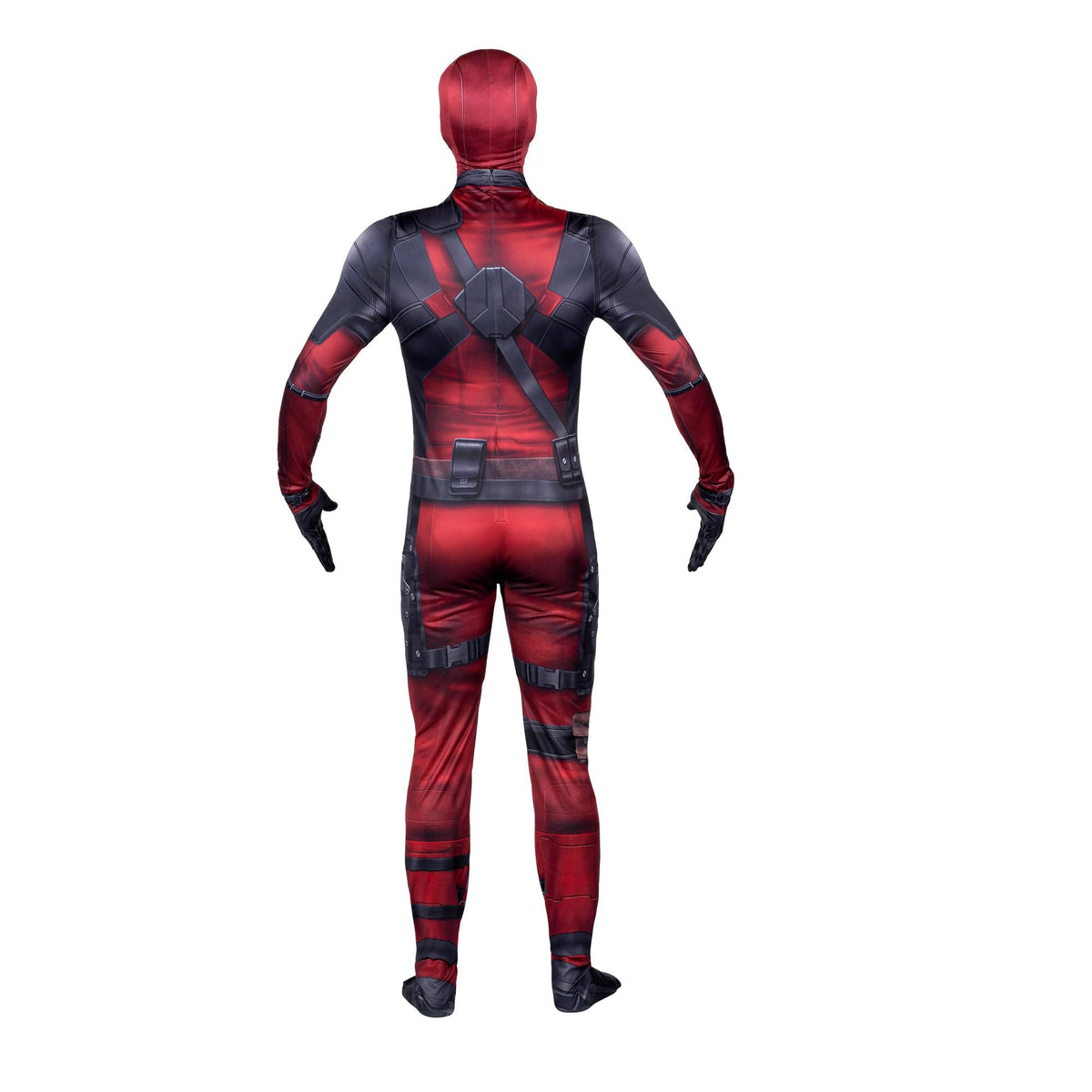 MARVEL Deadpool Official Adult Deluxe Zentai Halloween Costume - Stretch Spandex with Wrist Slits (S)