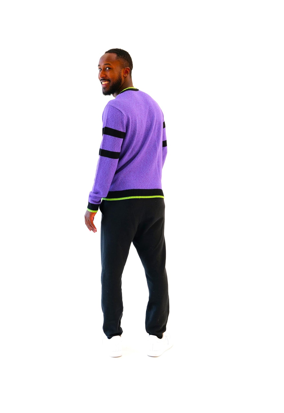 Blizzard Bay Men's Cat in The Graveyard Halloween Sweater, Graveyard Purple, X-Large