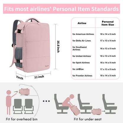Taygeer Travel Backpack for Women, Carry On Backpack with Shoe Pouch, TSA 15.6inch Laptop Backpack Flight Approved, College Nurse Bag Casual Daypack for Weekender Business Hiking, Pink 🍁 All In One Marketplace Canada