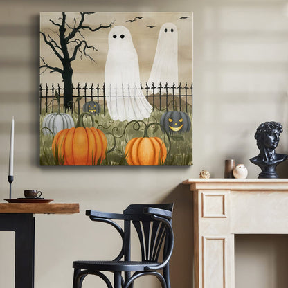 Renditions Gallery Modern Canvas Wall Art Pictures for Office Decorations Halloween Hunted Pumpkin Patch Premium Wall Hanging Wooden Artwork for Livingroom Kitchen Paintings - 24"X24" LT508