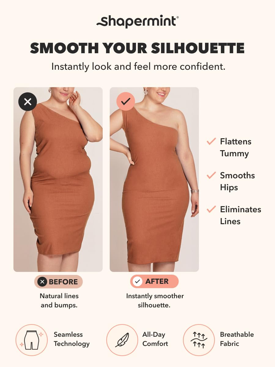 SHAPERMINT All Day Every Day High Waisted Shaper Shorts - Shapewear Women Tummy Control Underwear, Body Shaper for Women Black 🍁 All In One Marketplace Canada