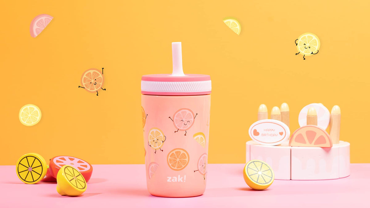 Zak Designs Happy Fruit Kelso 12oz Stainless Steel Leak-Proof Toddler Cup 🍁 All In One Marketplace Canada