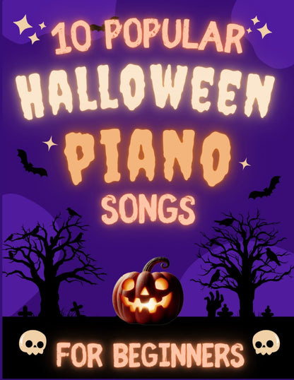 10 Popular Halloween Piano Songs for Beginners: Big-Note Format with Fingering & Audio tracks