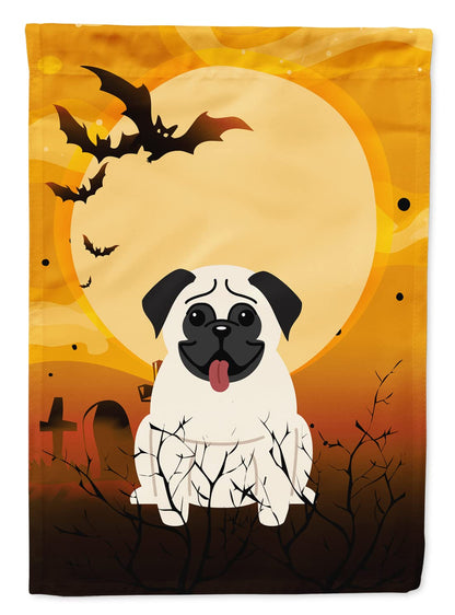 Caroline's Treasures BB4270CHF Halloween Pug Cream Canvas House Size Flag, Large, Multicolor