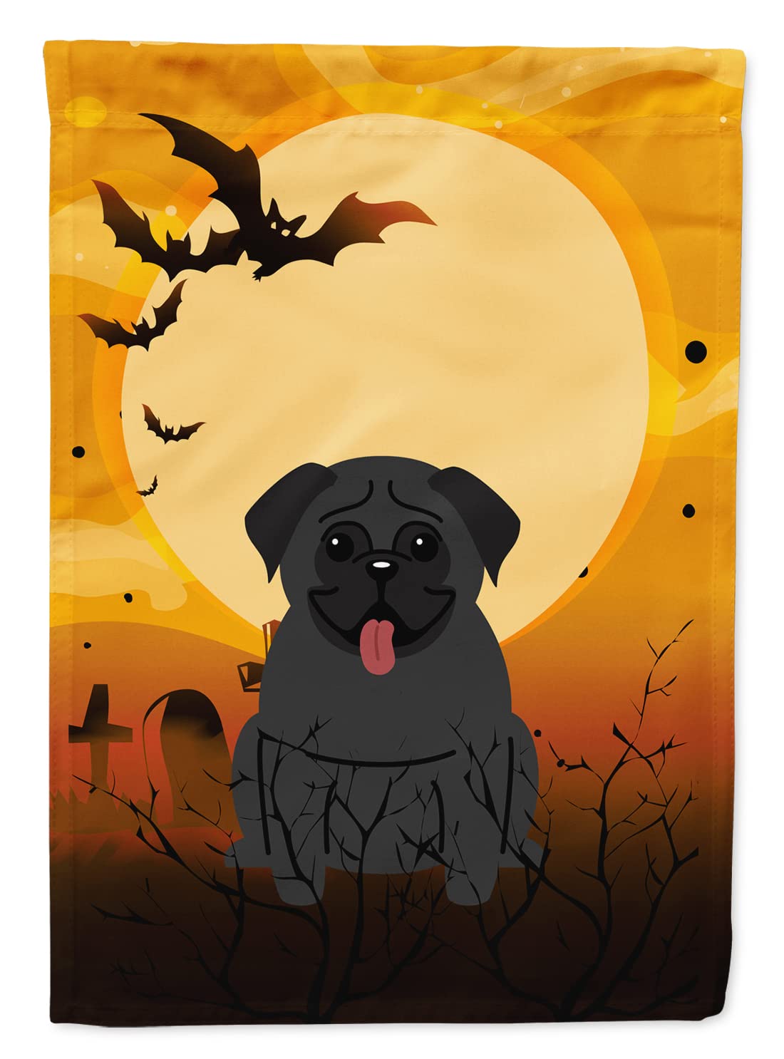 Caroline's Treasures BB4272CHF Halloween Pug Black Canvas House Size Flag, Large, Multicolor