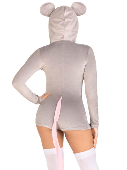Leg Avenue Women’s Comfy Mouse Romper Halloween Costume, GREY, MEDIUM