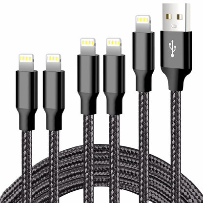CUGUNU iPhone Charger, 5 Pack 3/3/6/6/10FT Apple MFi Certified USB Lightning Cable Nylon Braided Fast Charging Cord Compatible for iPhone 14/13/12/11/X/Max/8/7/6/5/SE/Plus/iPad - Black 🍁 All In One Marketplace Canada