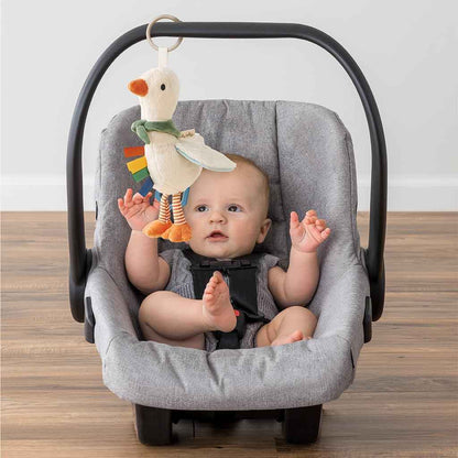 Itzy Ritzy Bitzy Traveler Car Seat & Stroller Toy for Babies – Developmental Sensory Toy Features Crinkle & Rattle Sounds & Multiple Textures – Hanging Travel Buddy for On-the-Go Entertainment (Goose) 🍁 All In One Marketplace Canada