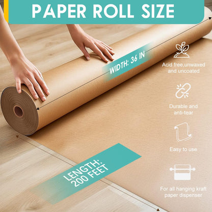 PerkHomy 36" x 2,400" (200') Brown Kraft Paper Roll for Craft Bulletin Board Paper Art Table Covering Crafting Gift Wrapping Bouquet Packing Parcel 70GSM 50LB (Brown, 36" x 200') 🍁 All In One Marketplace Canada