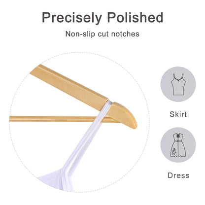 TOPIA HANGER Wooden Hangers (30 Pack), Natural Wooden Coat Hangers with Non Slip Pants Bar, 360°Swivel Hook and Shoulder Notches for Suit, Jacket, Pants, Smooth Finish Clothes Hangers - CT34N30 🍁 All In One Marketplace Canada
