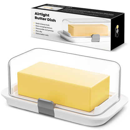 Pisol Large Butter Dish for 1 lb Canadian Butter, Airtight Butter Keeper with Lid Fit a Full Pound Block of Butter, Locking Butter Container for Countertop, Cat/Dog Proof, White 🍁 All In One Marketplace Canada