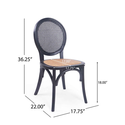 Set of 2 Matte Black Rattan Dining Chairs – Modern Woven Accent Chairs for Kitchen & Dining Room (Deliver to United States Only)