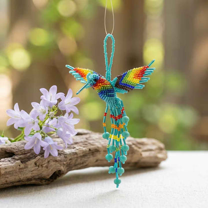 Turquoise Beaded Humming Bird
