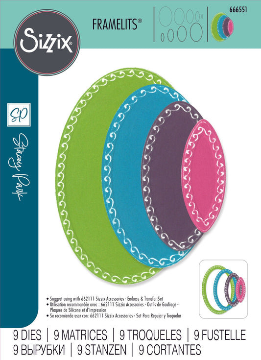 Sizzix Framelits Die Set 9PK Fanciful Framelits Clare Classic Ovals by Stacey