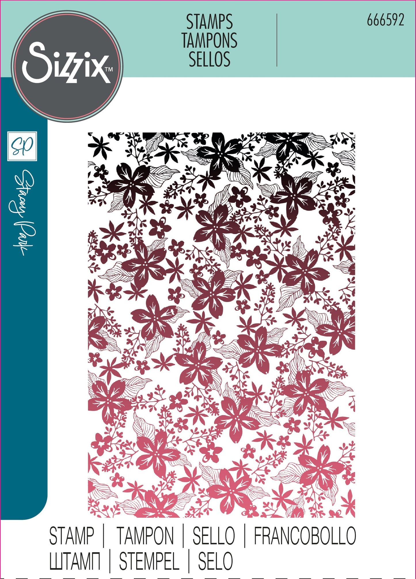 Sizzix Clear Stamp Set Cosmopolitan, Petals by Stacey Park