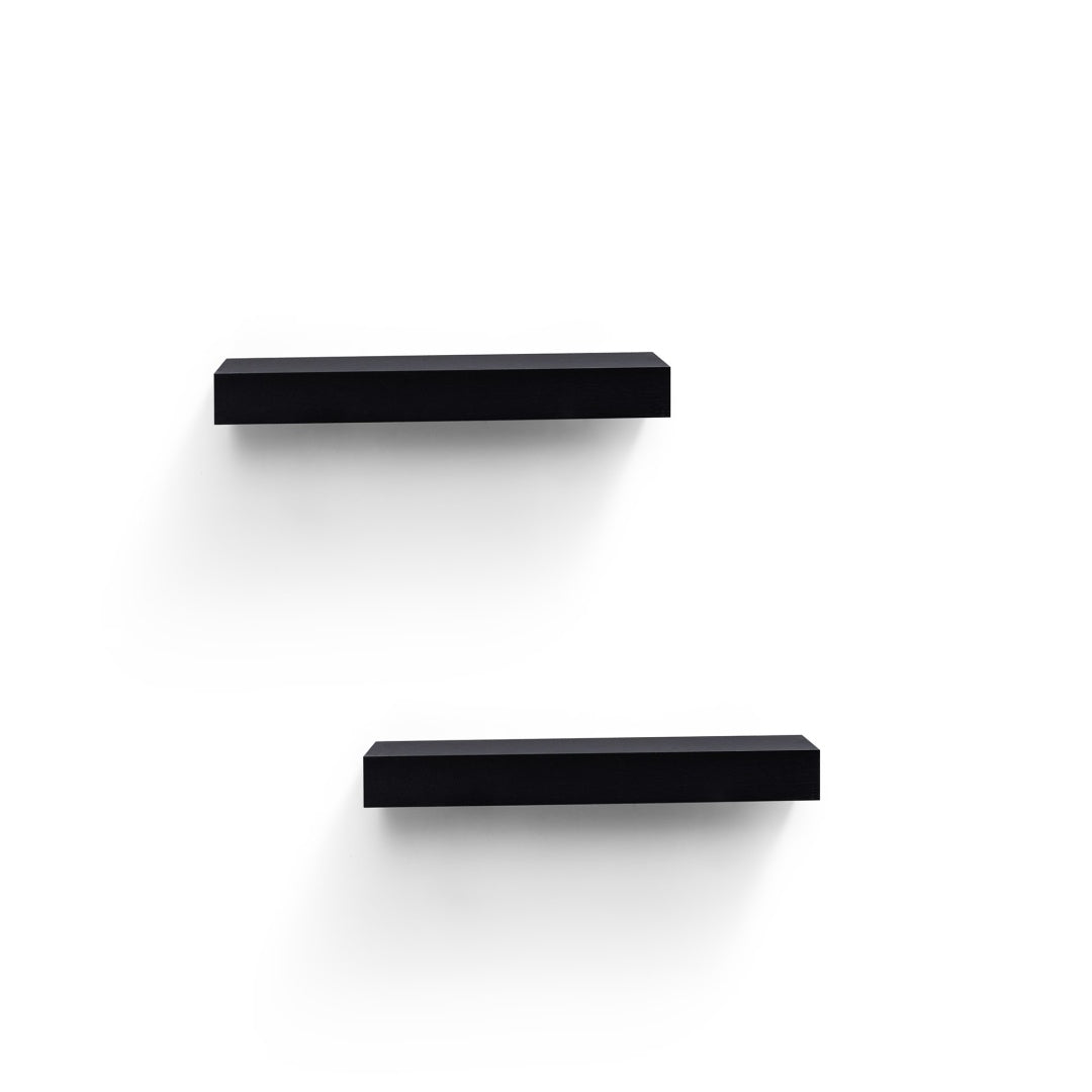 Floating Shelves  15.75 Wall Mounted Wood Shelves For Bathroom, Bedroom, Living Room, Kitchen, Hanging Shelf For Books Storage Decor With Invisible Brackets, Built-in LED Lighting, Black