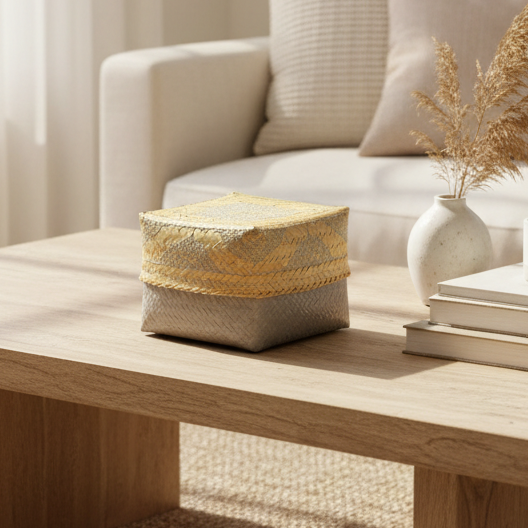 Grey Henna Rattan Box