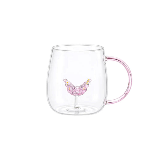Butterfly Borosilicate Glass Mug 13.5 oz - 1Piece