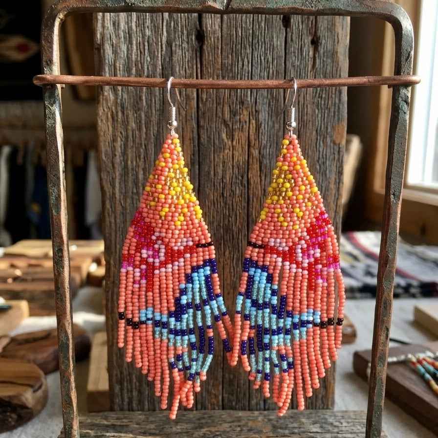 Peach Sky Dancer Beaded Earrings