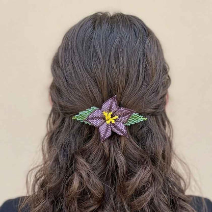 Dusty Lavender Ember Bloom Beaded Hair Barrette