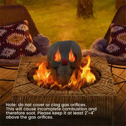 Ceramic Halloween Fire Pit Skull – Realistic Flame Effect Outdoor Decoration
