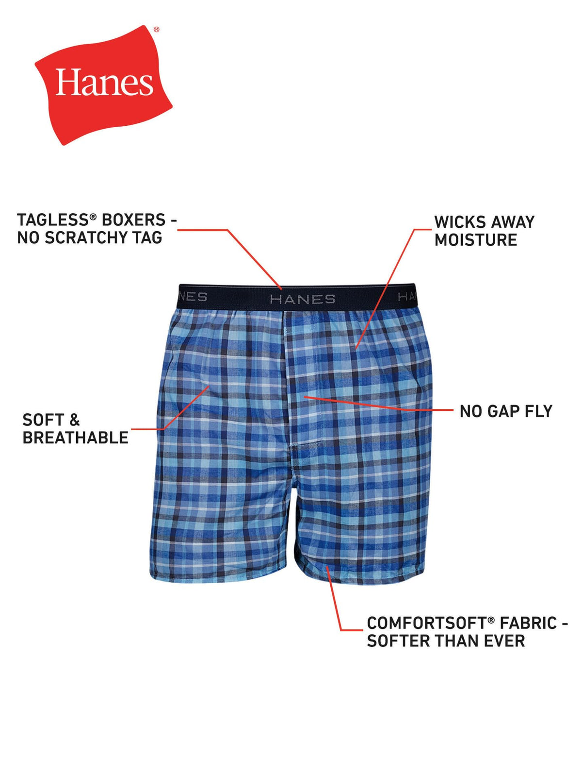Hanes Men's 4 Pack FreshIQ Cotton Woven Boxer, Assorted, X Large 🍁 All In One Marketplace Canada
