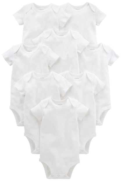 Simple Joys by Carter's Baby 8-Pack Short-Sleeve Bodysuit, White, Newborn 🍁 All In One Marketplace Canada