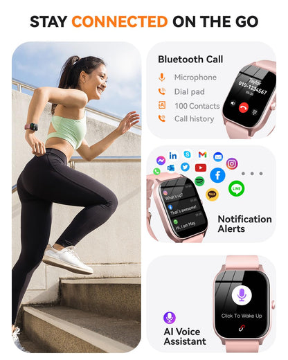 Smart Watch for Women Men - Answer/Make Call, Fitness Tracker Smartwatch for Android iPhone Compatible, Sleep Female Cycle, 120+ Sports Modes Step Counter (Classic, Pink, 1.83) 🍁 All In One Marketplace Canada