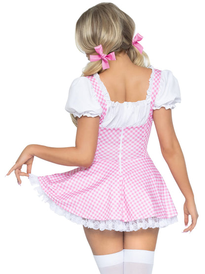 Leg Avenue Women's Gingham Dress Halloween Costume, Pink/White, Large