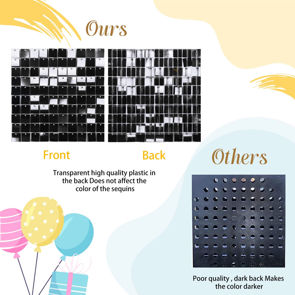 Black Sequin Backdrop Panels 3ftx6ft Glitter Shimmer Wall Background Graduation Party Backdrop for Birthday Anniversary Halloween Engagement Glitter Decor