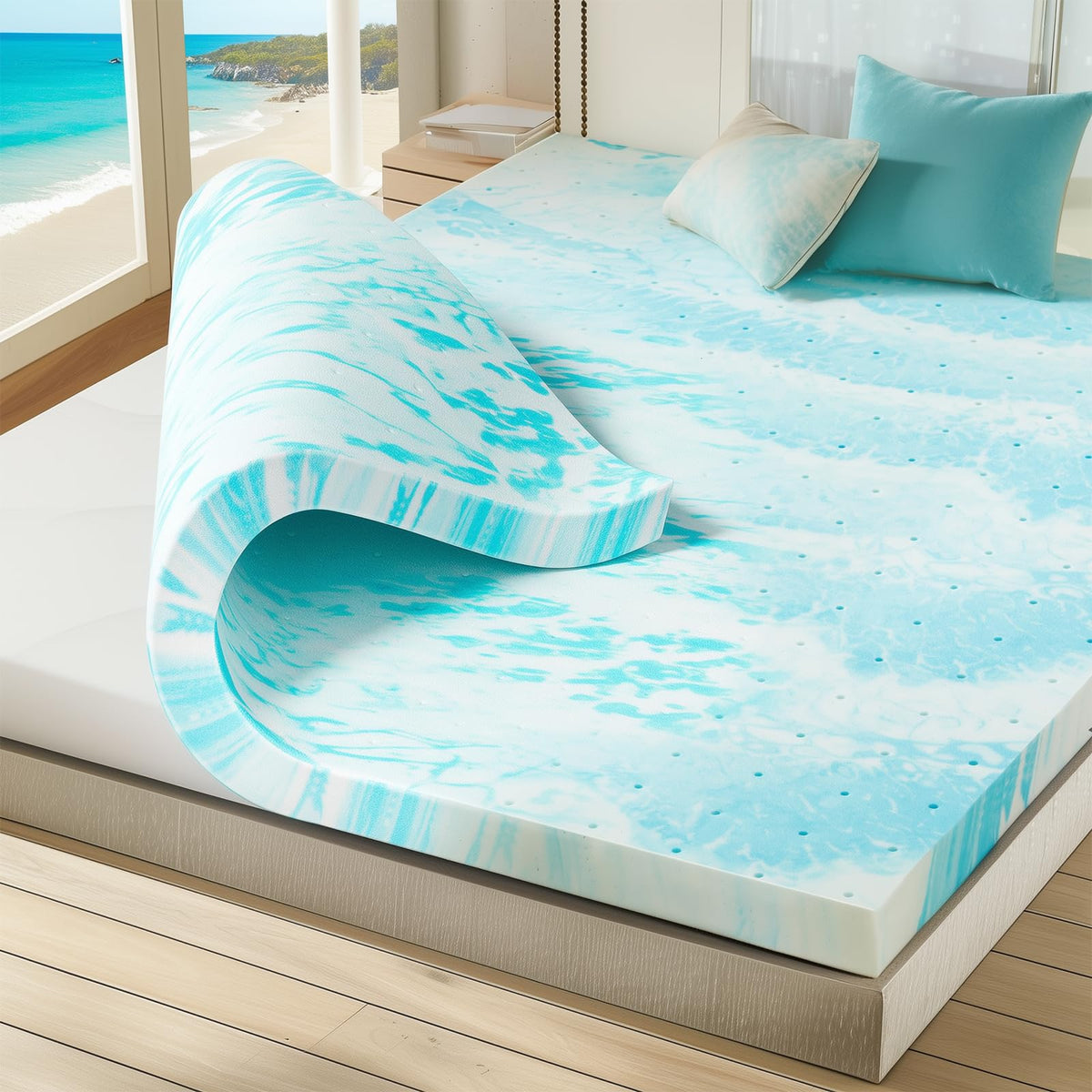 Sweetcrispy 3 Inch Twin XL Memory Foam Mattress Topper, Blue 🍁 All In One Marketplace Canada
