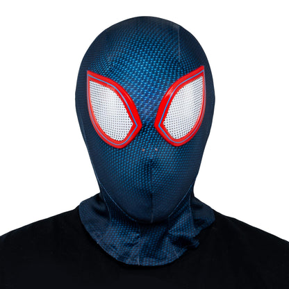 MARVEL Miles Morales Official Youth Zentai Halloween Costume Accessory - Deluxe Two-Way Stretch Spandex Mask with Molded Eyes