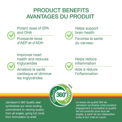 Jamieson Omega-3 Select 1,000 mg, Improves Heart Health, Supports Brain Health, and Reduces Inflammation. With 300 mg EPA and 200 mg DHA, Non-GMO, Gluten-Free, 200 Softgels 🍁 All In One Marketplace Canada