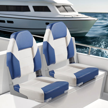 VEVOR High Back Boat Seats, 21.85" Folding Chair with Thickened Sponge Padding and Hinge, Fold-Down Captain Chairs for Fishing, Sightseeing, Speedboat, Canoe, 2-Pack 🍁 All In One Marketplace Canada
