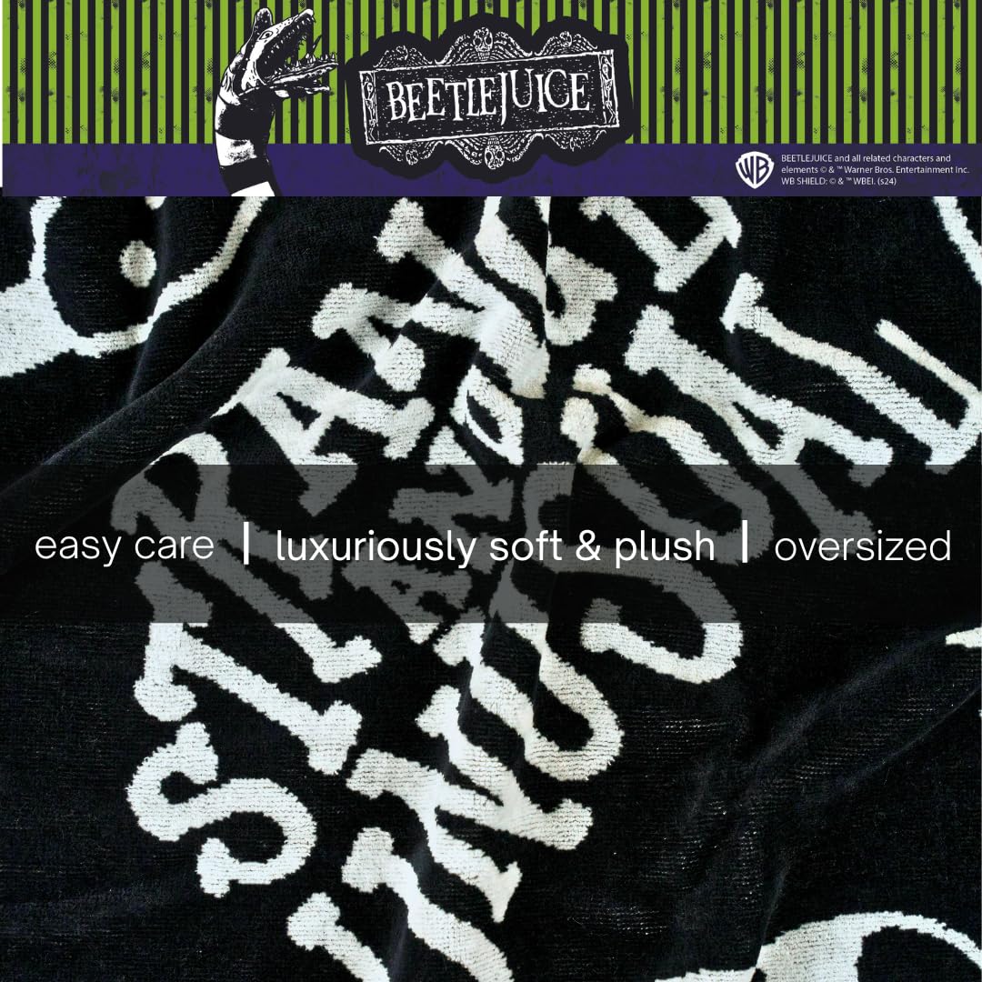 Franco Luxe Beetlejuice Halloween Goth Super Soft Plush Oversized Cotton Jacquard Bath/Pool/Beach Towel, 64 in x 34 in, (Officially Licensed Product)