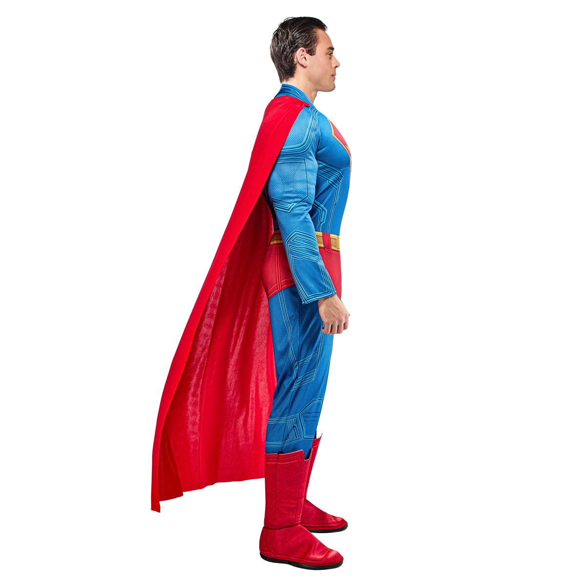Rubies Men's Superman Deluxe Costume Jumpsuit with Shoe Covers and Cape, for Halloween and Themed Parties, Large