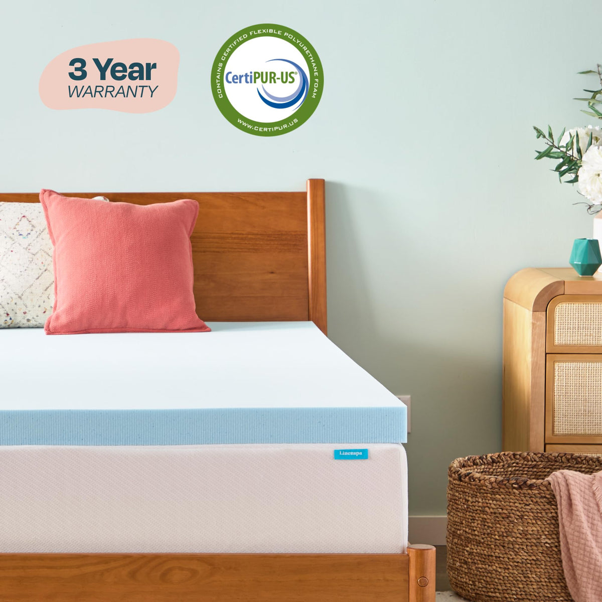 Linenspa 3 Inch Memory Foam Mattress Topper, Gel Infused Twin Mattress Topper, CertiPUR-US Certified 🍁 All In One Marketplace Canada