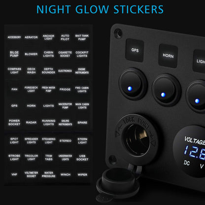 Kohree 5 Gang 12V Switch Panel, Rocker Switch Panel with Touch Switch 🍁 All In One Marketplace Canada