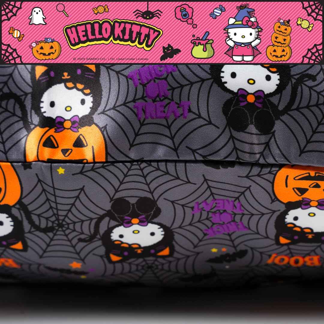 Sanrio Hello Kitty Skeleton Halloween Beauty Silky Satin Standard Reversible Pillowcase Cover 20x30 for Hair and Skin, (Officially Licensed Product) by Franco Collectibles