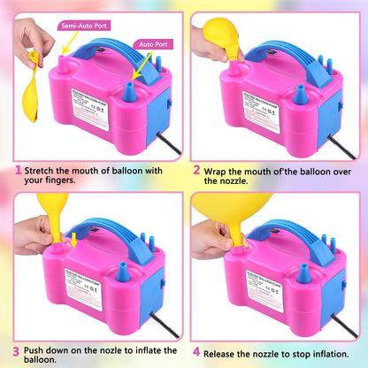 Electric Balloon Pump,Balloon Inflator, Dual Nozzle Electric Air Pump,Balloon Pump Balloons Blower 110V 600W for Party Decoration with Gifts:2 Balloon Tying Tools (Rose red) 🍁 All In One Marketplace Canada