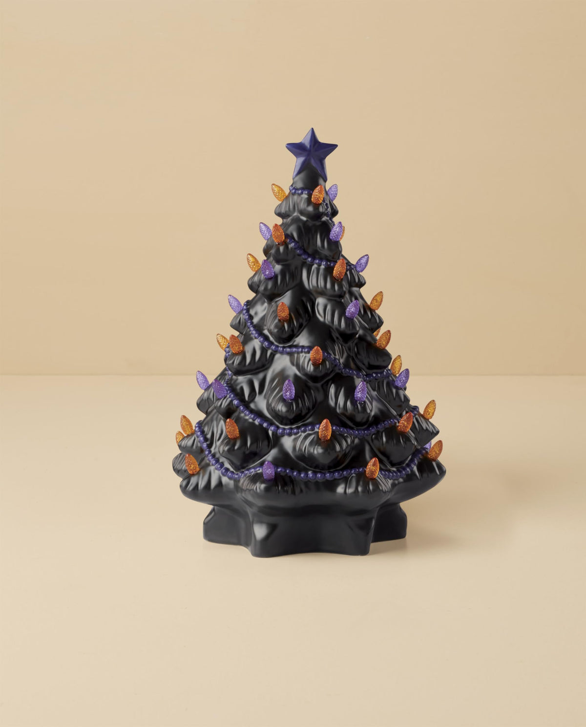 Lenox Treasured Traditions Black Light-Up Tree Halloween Christmas Figurine