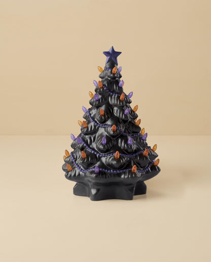 Lenox Treasured Traditions Black Light-Up Tree Halloween Christmas Figurine