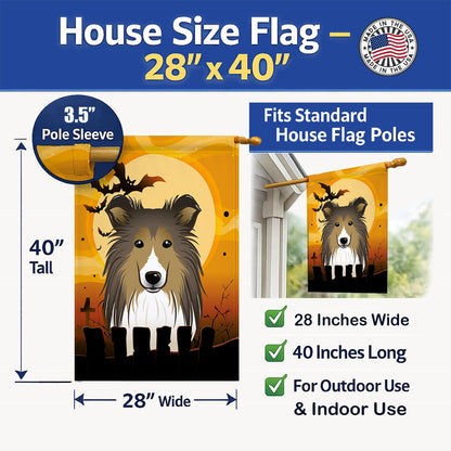 Caroline's Treasures BB1800CHF Halloween Sheltie Canvas House Size Flag, Multicolor, Large