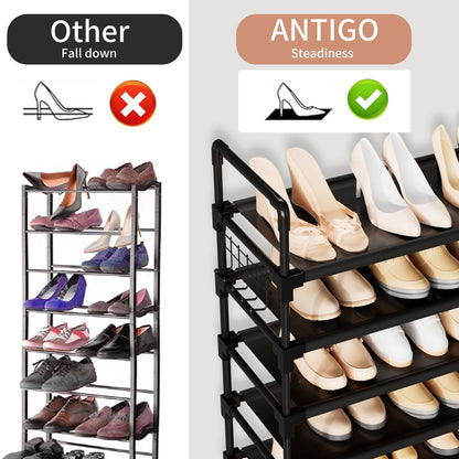 10 Tier Shoe Rack, Large Capacity Tall Shoe Storage Organizer Holds 50-55 Pairs Shoes and Boots, Vertical Shoe Shelf Cabinet with Versatile Hooks for Closet Entryway Garage Bedroom 🍁 All In One Marketplace Canada