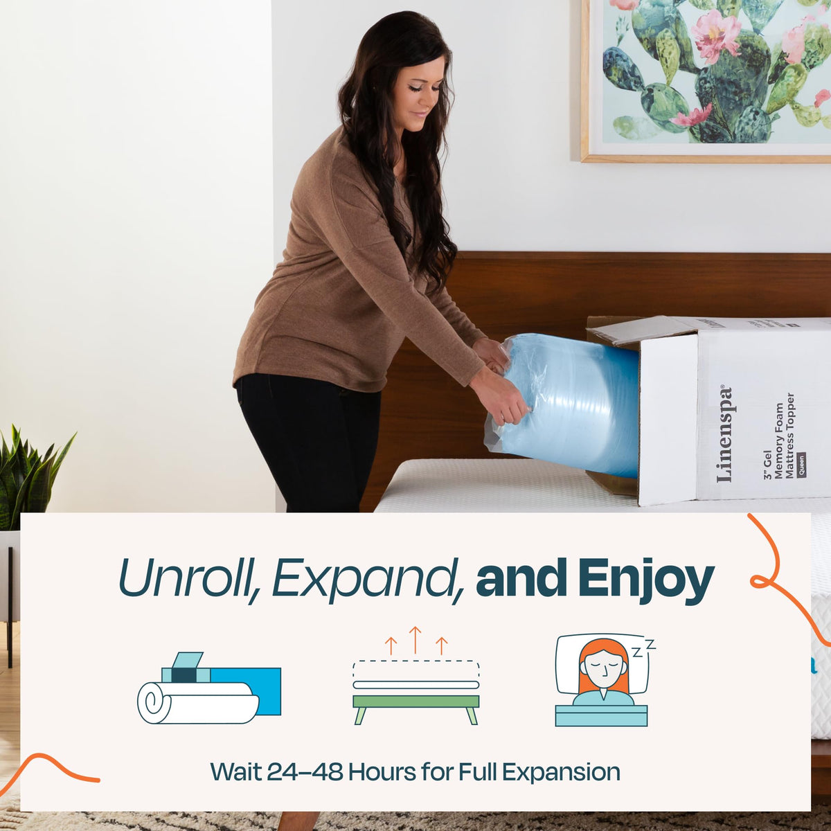 Linenspa 3 Inch Memory Foam Mattress Topper, Gel Infused Queen Mattress Topper, CertiPUR-US Certified 🍁 All In One Marketplace Canada