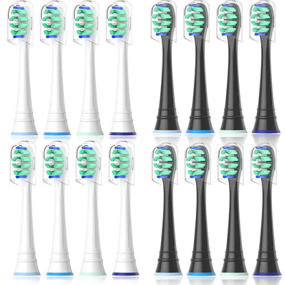 Toothbrush Head Compatible with Philips Sonicare Electric Toothbrush, Replacement Brush Heads for Phillips Sonicare 4100 5100 6100 9900 C2 W3 and More Click-on Handles (8white+8black) 🍁 All In One Marketplace Canada