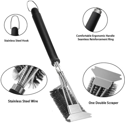 2 Pack BBQ Grill Brush, 18 inch BBQ Accessories, BBQ Cleaning Brush Safe Bristle Free BBQ Brush,100% Rust-Proof Stainless Steel- BBQ Grill Cleaner for Gas, Charcoal, Smoker, Porcelain, Infrared Grill 🍁 All In One Marketplace Canada